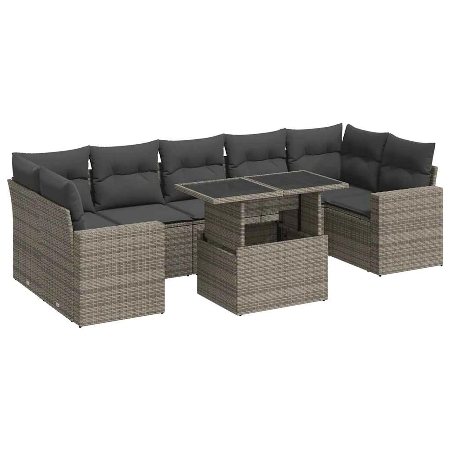vidaXL 8-Tlg Garten-Sofagarnitur mit Kissen Grau Poly Rattan 3326281 günstig online kaufen