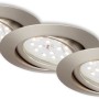 Drei Briloner LED-Einbaustrahler in Nickel Matt, runde Form.