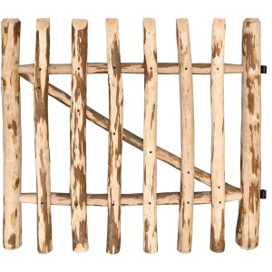 Floraworld Staketen-Gartentor aus Haselnuss-Holz, 90x100cm, naturbelassen für Garten & Zaunbau.
