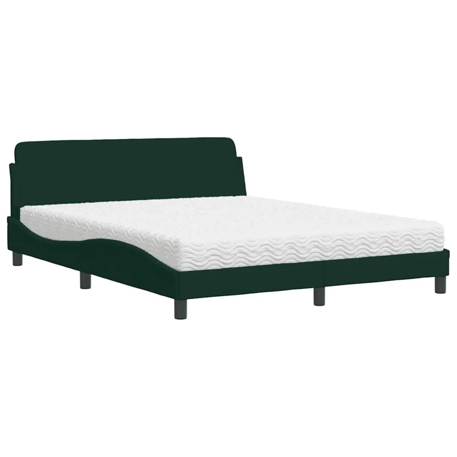 vidaXL Bett mit Matratze Dover Dunkelgrün 160x200 cm Samt 3208434