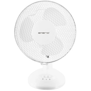 Emerio Tischventilator, 23 cm, schwarz, mit Schutzgitter und 2 Geschwindigkeiten.