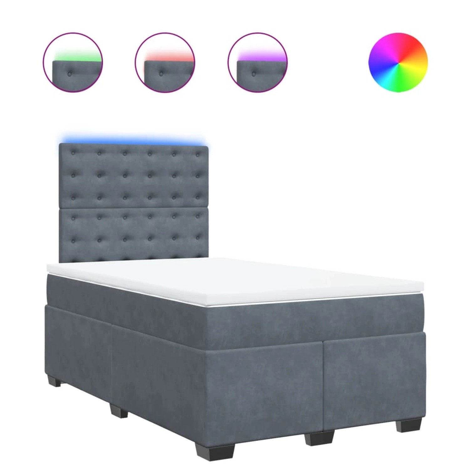 vidaXL Boxspringbett mit Matratze Dunkelgrau 120x200 cm Samt 3293195 günstig online kaufen