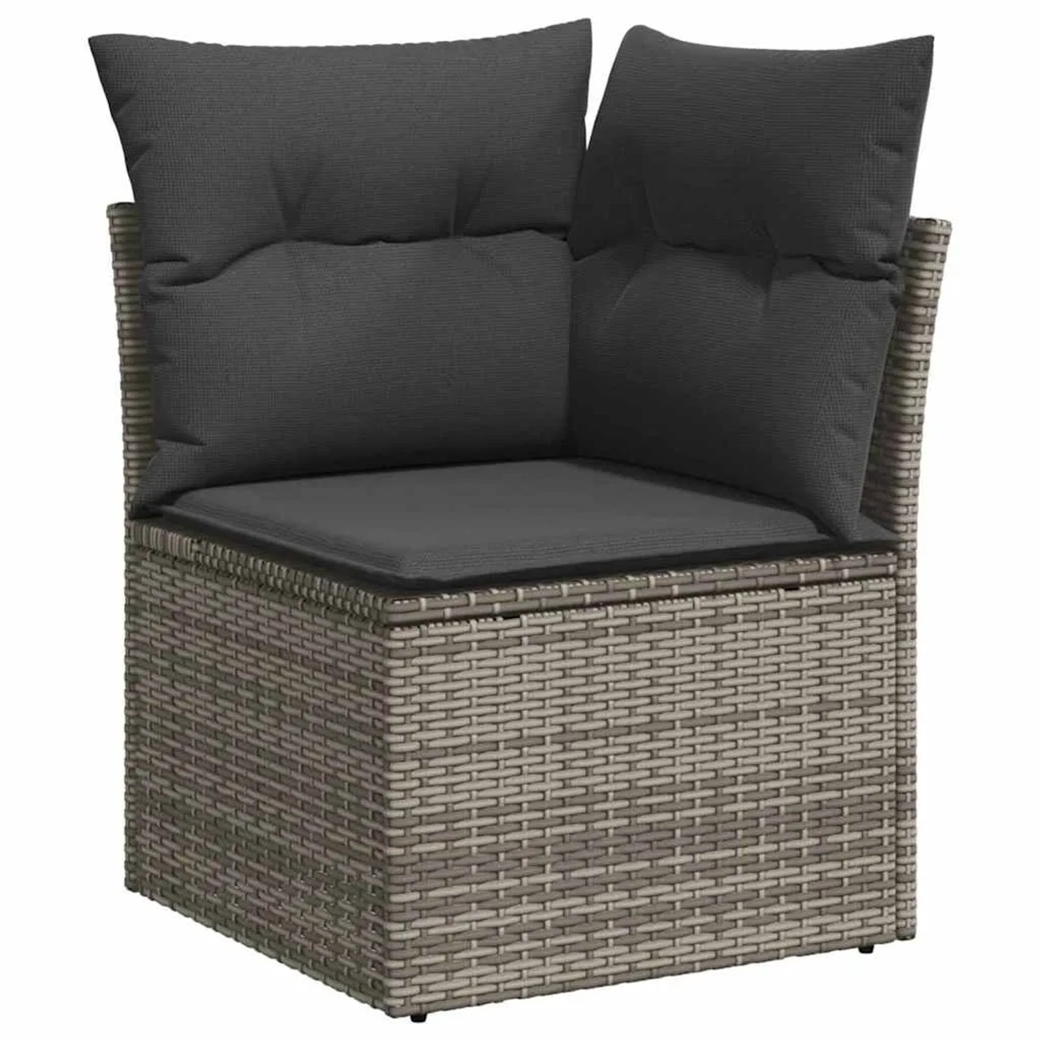 Graues vidaXL Gartenmöbel-Set: Eckteil aus Polyrattan mit Kissen.