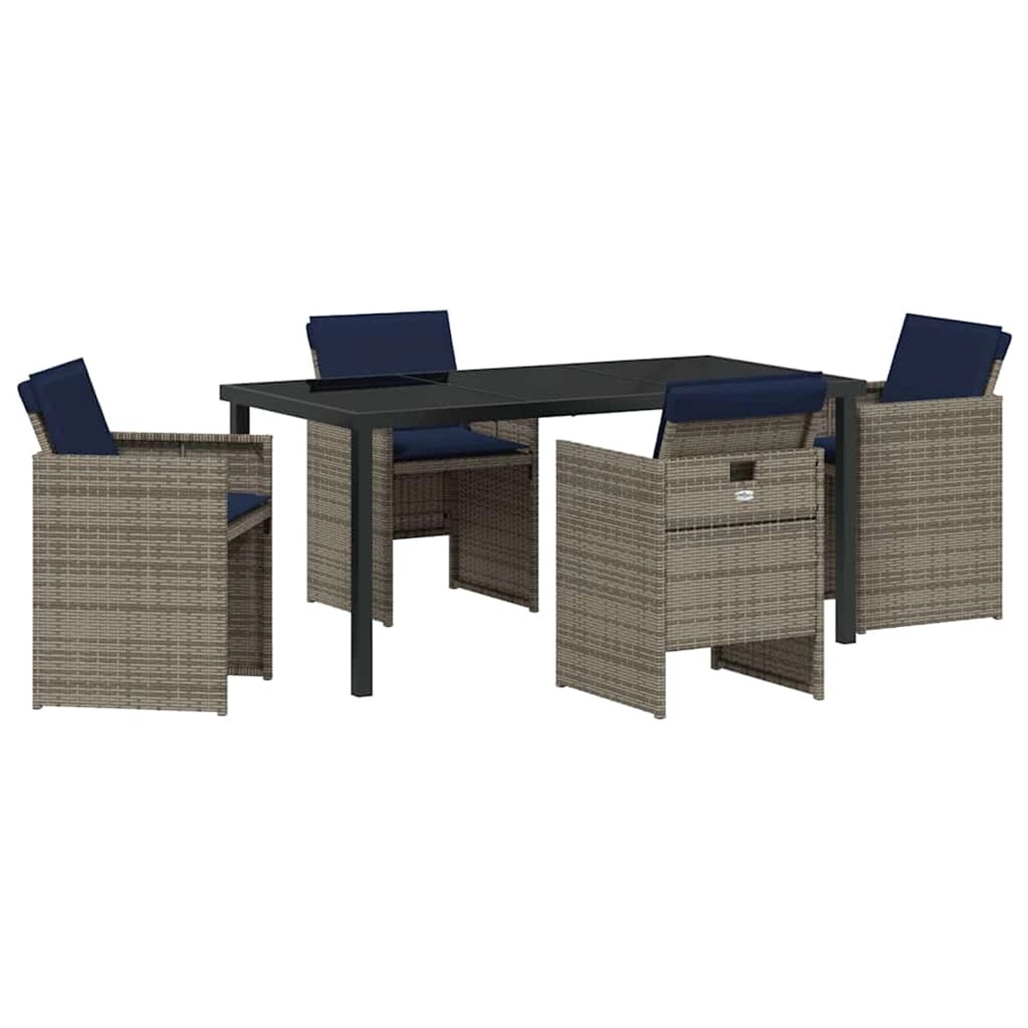 vidaXL Garten Essgruppe mit Kissen Falten 5-Tlg Grau Poly Rattan 3379970 günstig online kaufen