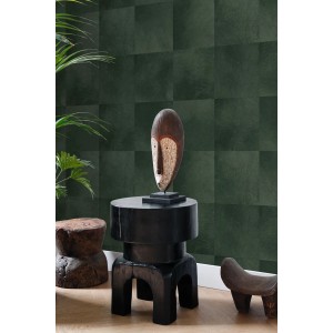 Dekorative, dunkelgrüne Tapete mit Tierhautmuster von Origin Wallcoverings.
