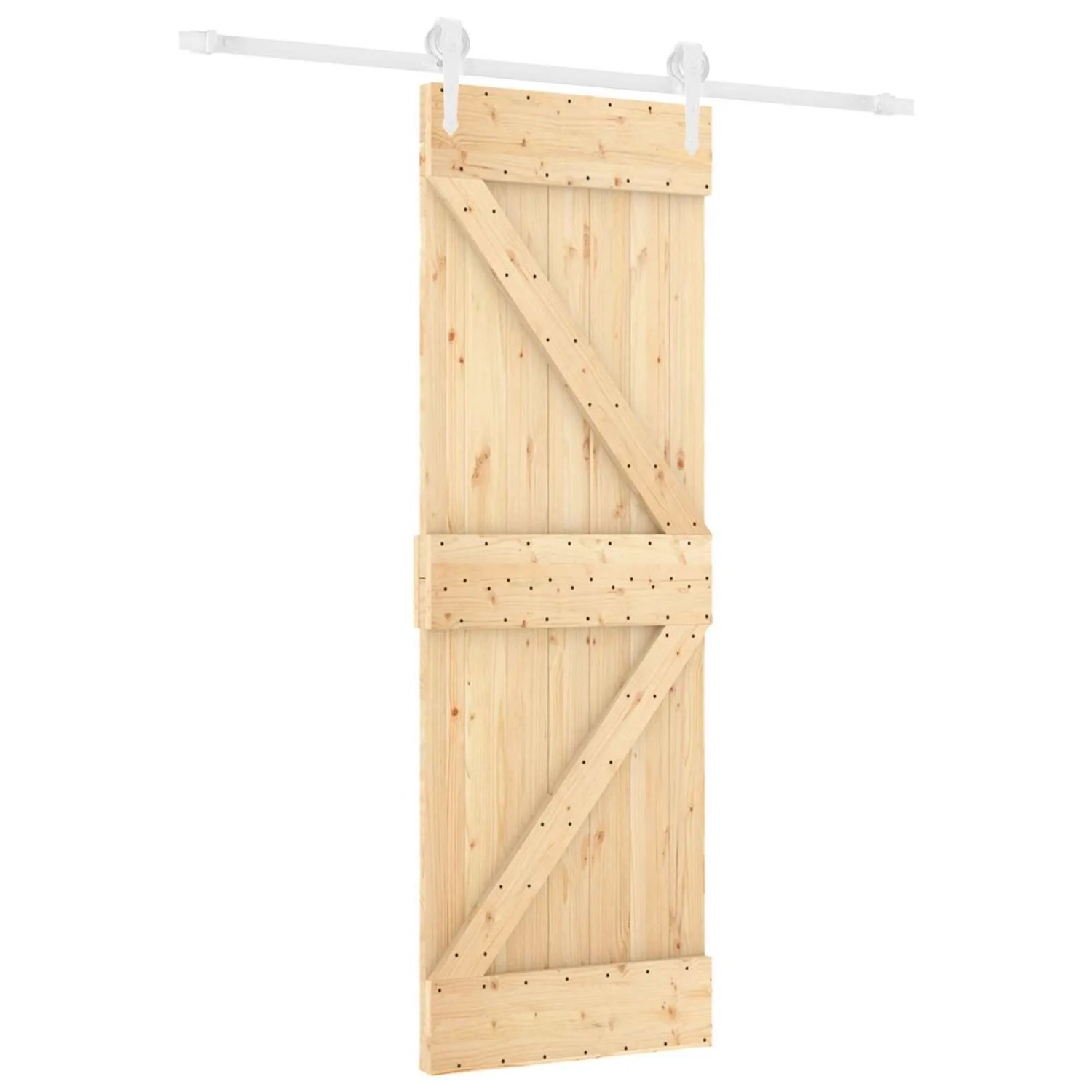 vidaXL Schiebetür Natur und Weiß 70 x 210 cm Massivkiefer 3445133