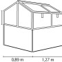 Skizze Vitavia Hochfrühbeet Gamma ESG Alu, B 89 x T 127 x H 135 cm mit Maßangaben.