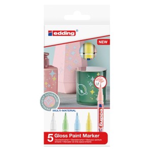 edding 751 Glanzlackmarker 5er Set mit pastelligen Farben für Glas, Metall und mehr.
