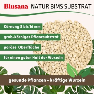 Blusana Bims Pflanzsubstrat, mineralisches Vulkangestein, 8-16mm Körnung. Grobkörniges Substrat für gesunde Pflanzen.
