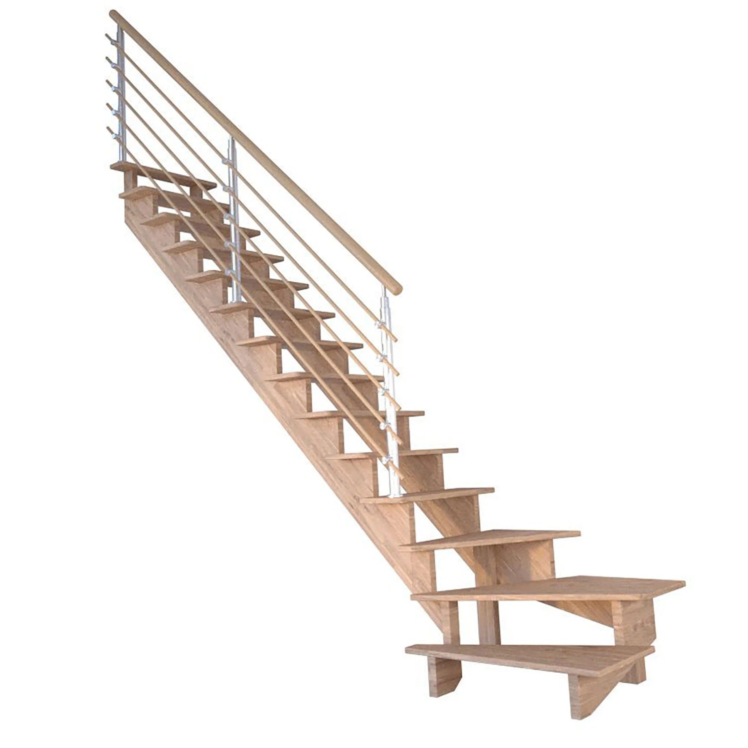 Treppe Lindos Pro Eiche Gew. L 100 cm Design-Geländer-Holzstäbe FSC® günstig online kaufen