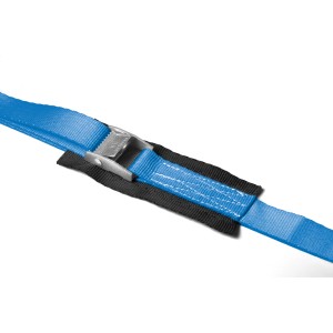 LUX Kübeltragegurt (2 m) mit blauen, verstellbaren Trageschlaufen und Metallschnalle.