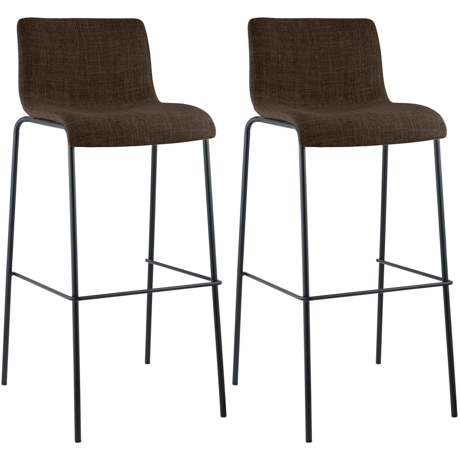 CLP 2er Set Barhocker Hover Stoff Vierfußgestell Braun/Schwarz