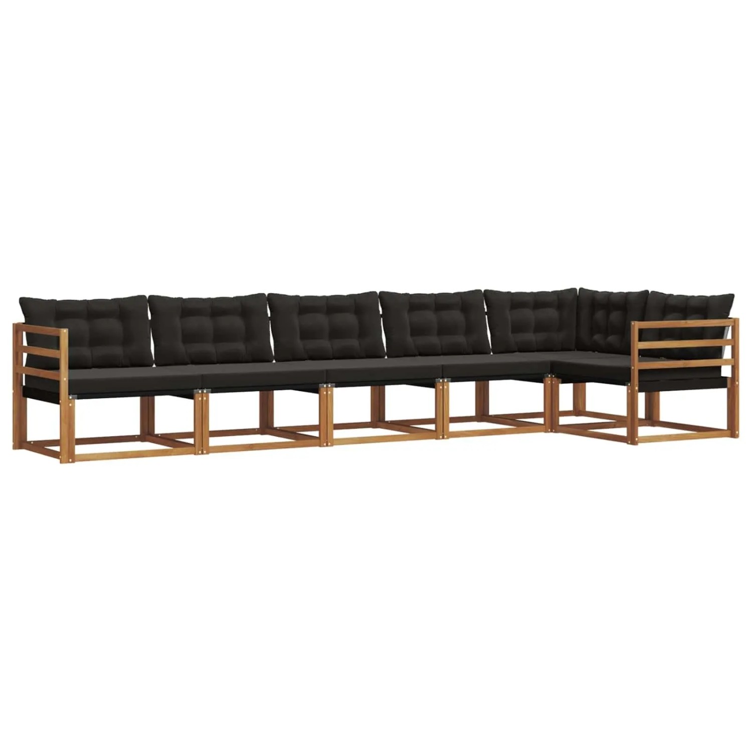 vidaXL Outdoor-Sofagarnitur mit Kissen 6-Tlg Natur und Schwarz 3369495