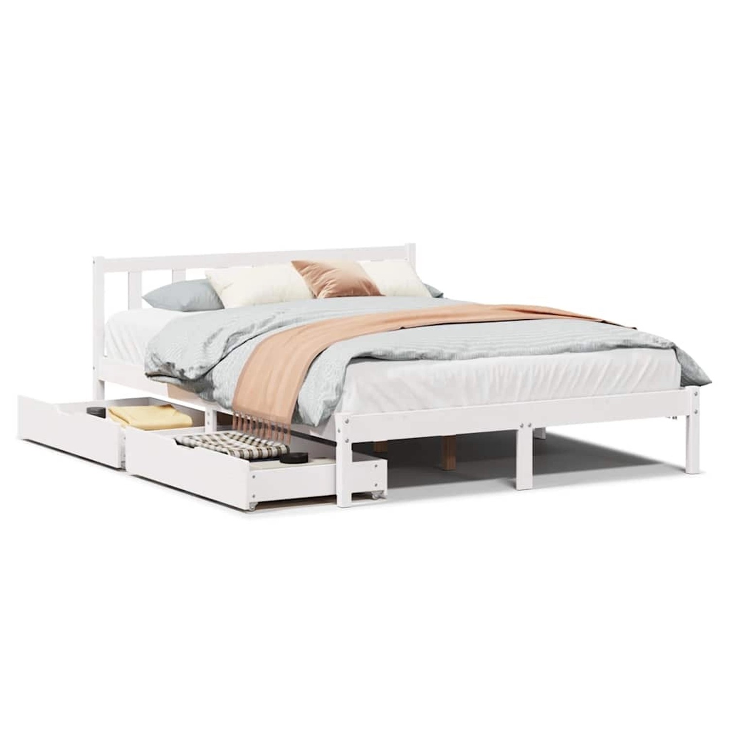 vidaXL Massivholzbett ohne Matratze Weiß 140x200 cm Kiefernholz 3301476 günstig online kaufen