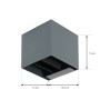 Moderne, schwarze LED Außenwandleuchte Lius mit Bewegungsmelder aus Aluminium, 15x15x15,3 cm.