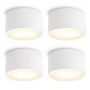4er Set SSC-LUXon Celi-X LED Aufbauspots, flach, weiß, mit warmweißem Licht. Spots für Deckenmontage.