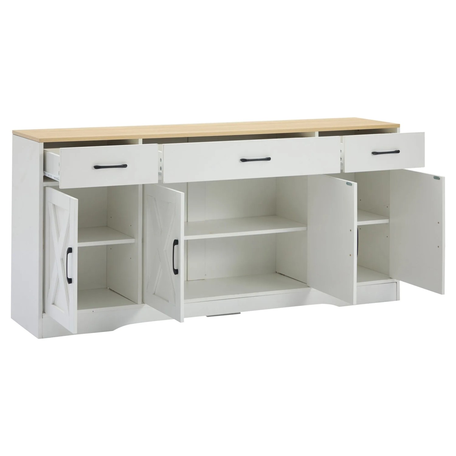okwish Sideboard mit Multifunktionalem Stauraum Wohnzimmer 160x37x75cm Weiß