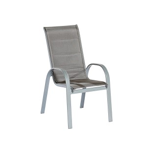 Merxx Amalfi di Lusso Stapelsessel, 2er-Set, diamantbraun, mit Textilbespannung und Aluminiumgestell.