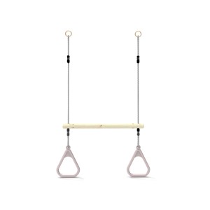 OutdoorToys Schaukelstange in Altrosa mit Turnringen und Trapez für Spieltürme.