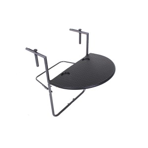 Schwarzer Jardinion Balkontisch in Rattanoptik, klappbar, 83x36x40cm.