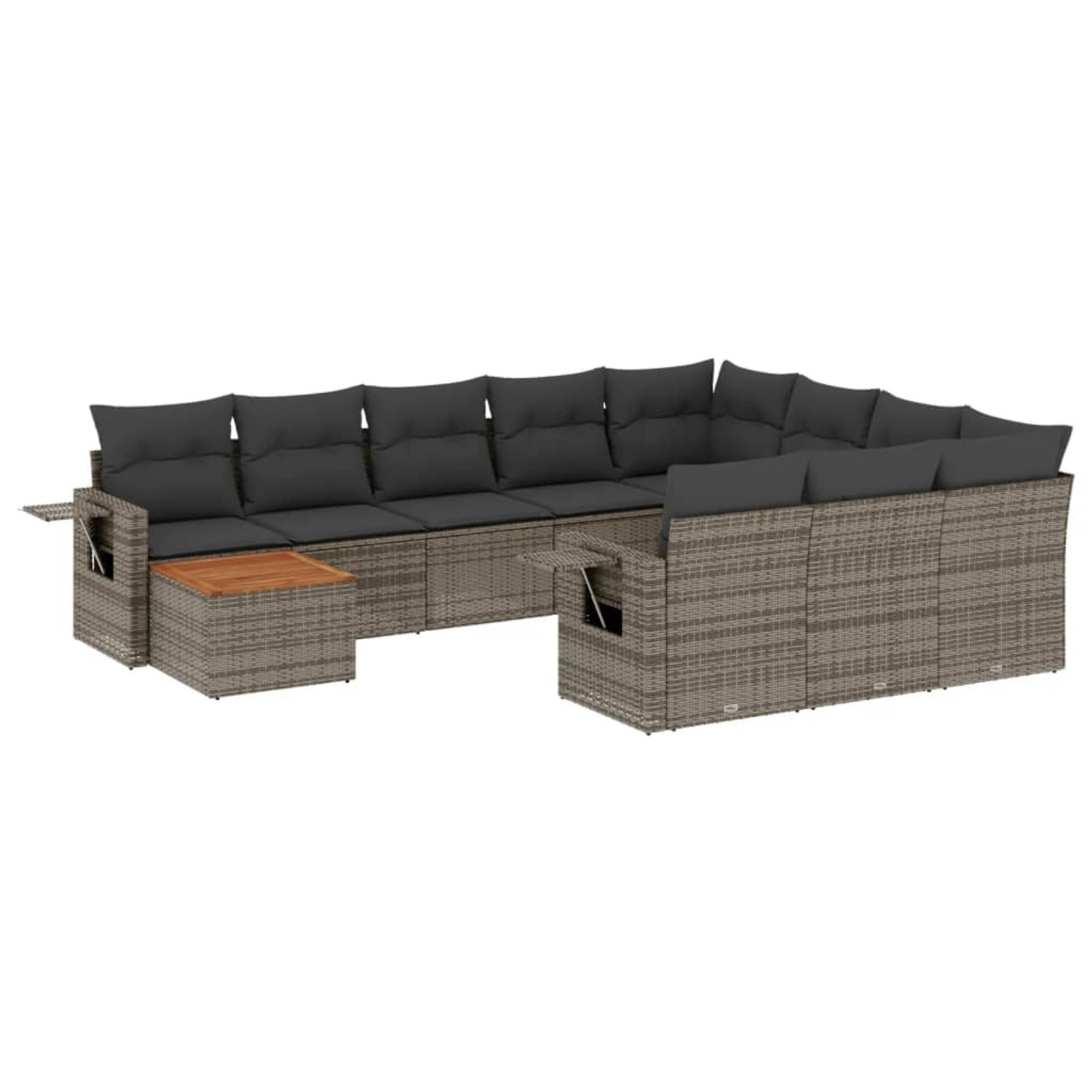 vidaXL 11-Tlg Garten-Sofagarnitur mit Kissen Grau Poly Rattan 3257082 günstig online kaufen