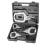 STAHLWERK Gripzangen Set 4-teilig C-Form in schwarzem Transportkoffer. Silberne Klemmzangen mit schwarzen Griffen.