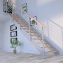 Moderne Treppe Kos mit 11 Buchenholzstufen, grauem Metallgeländer und Edelstahlstäben.