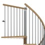Detailaufnahme: Dolle Spindeltreppe Winnipeg Eiche geölt, Innentreppe mit Holzstufen und Metallgeländer.