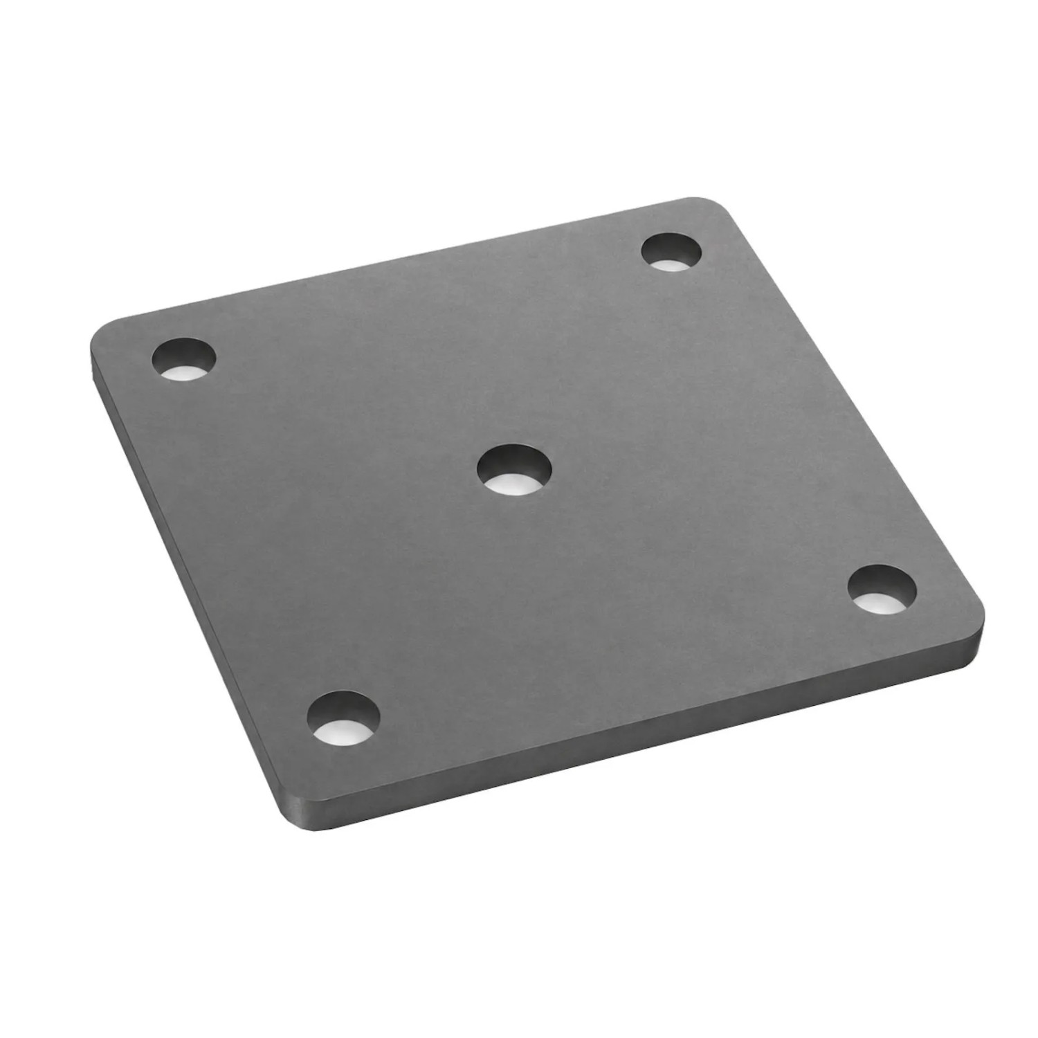 SOTECH Anschweißplatte 150 x 150 x 8 mm Stahl Q235 Schwarz Unbehandelt 5 Befestigungslöcher Ø14 mm Lochabstand Außen ca. 110 mm Abgerundete Ecken