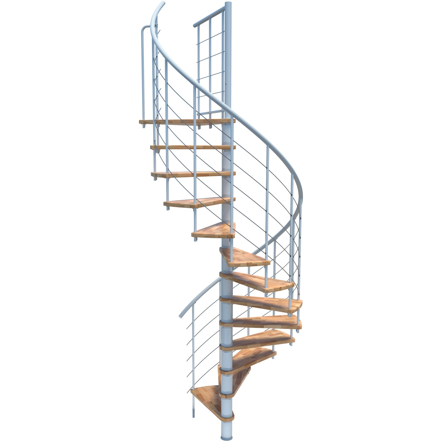 Minka Spindeltreppe Venezia Smart Buche Weiß Ø100 cm Geschoßhöhe bis 305,5 cm