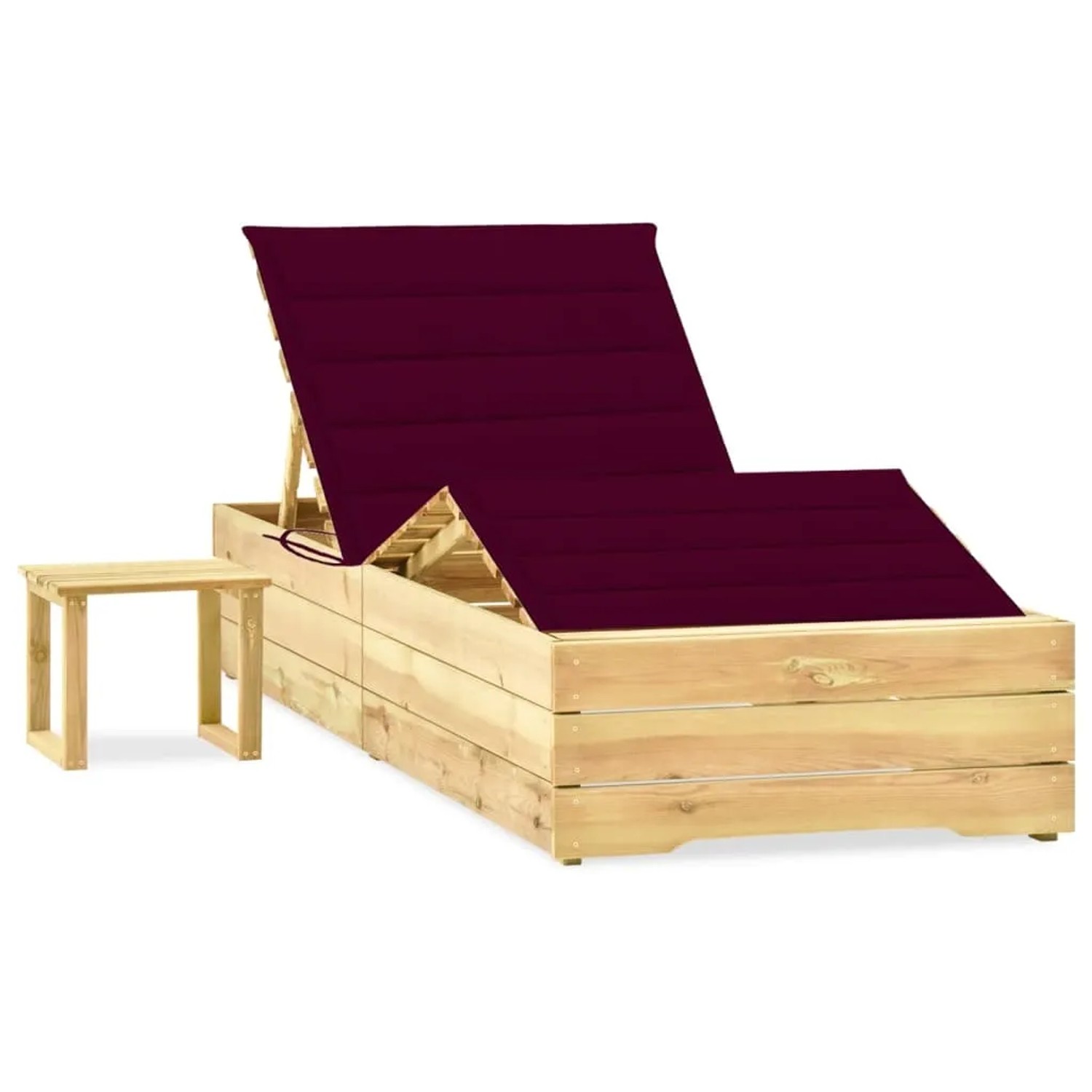vidaXL Garten-Sonnenliege mit Tisch und Auflage Kiefer Imprägniert 3065963