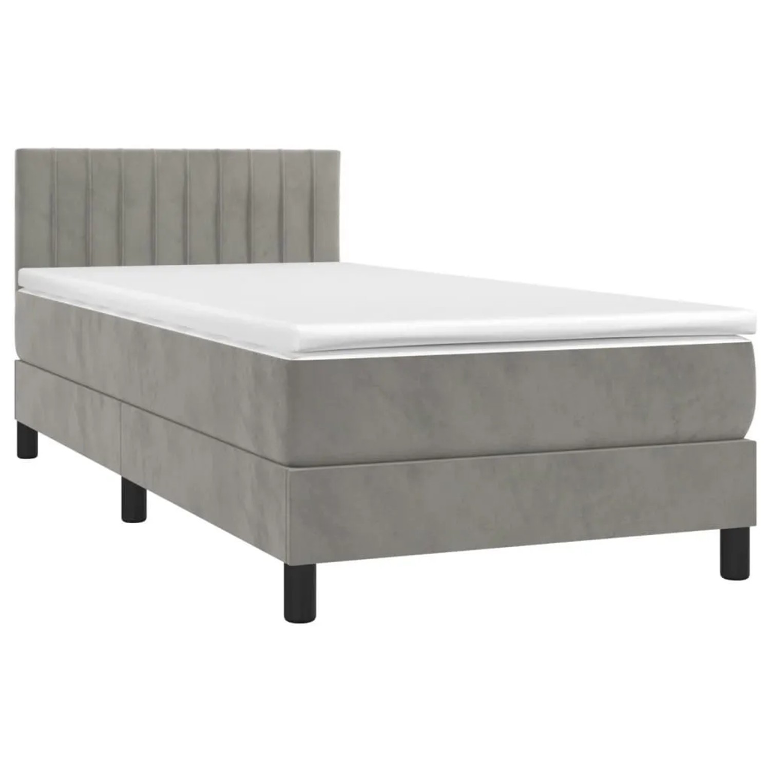vidaXL Boxspringbett mit Matratze & LED Hellgrau 90x190 cm Samt 3134495 günstig online kaufen