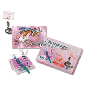 Flechtschnur Bastel-Set mit Zubehör wie Holzkugeln und Draht für Freundschaftsbänder.