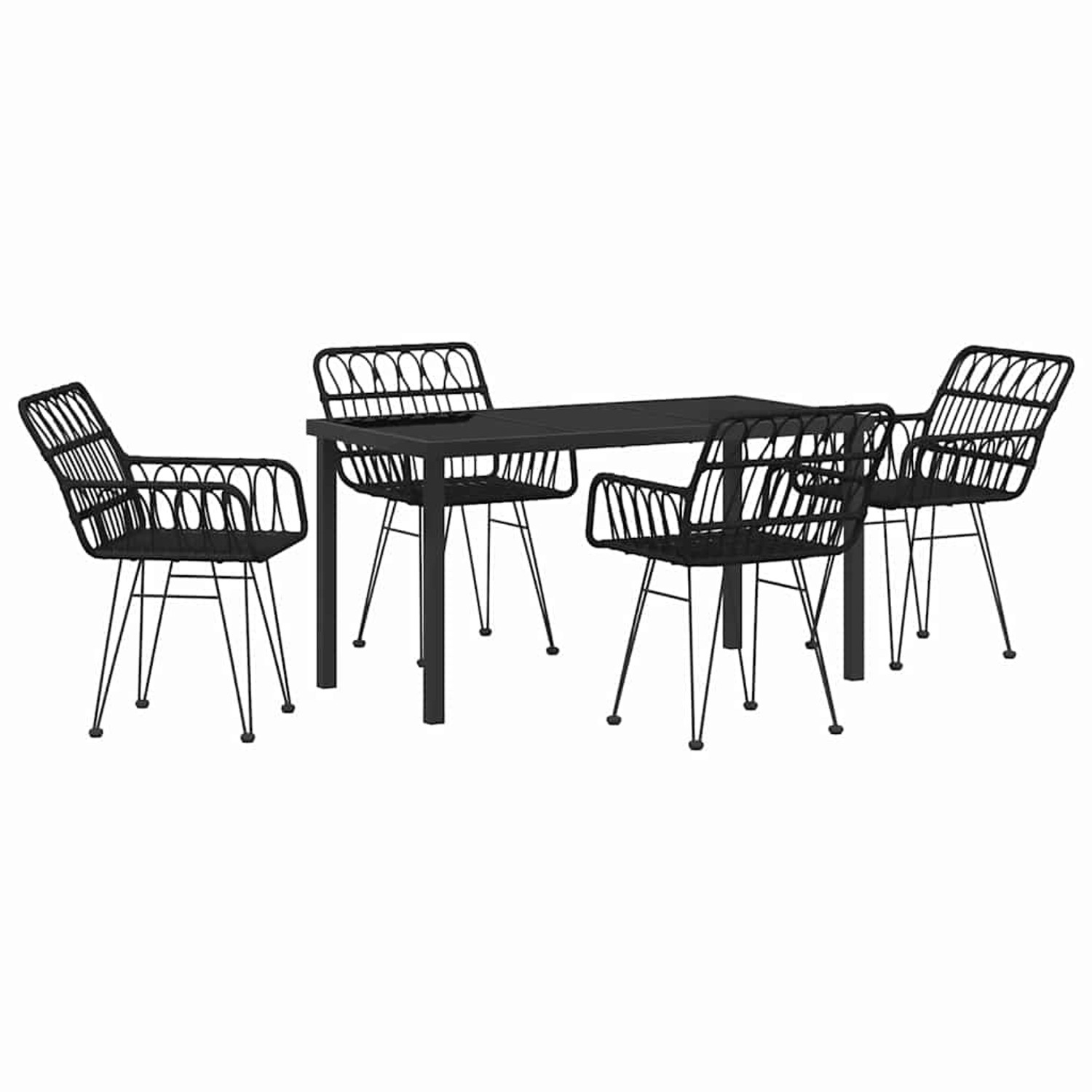 vidaXL Garten Essgruppe 5-Tlg Schwarz Poly Rattan 3379186 günstig online kaufen
