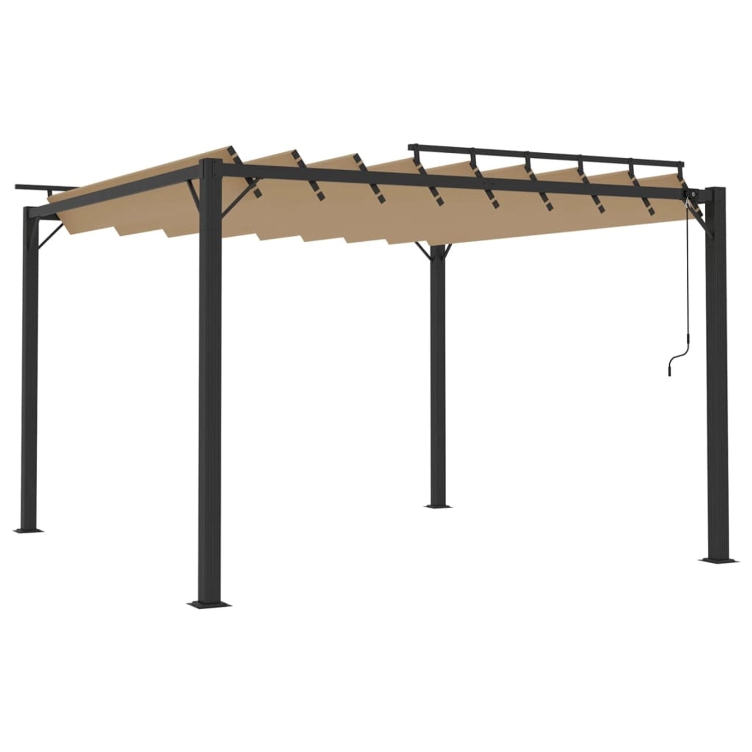 vidaXL Pavillon mit Lamellendach 3x3 m Taupe Stoff und Aluminium