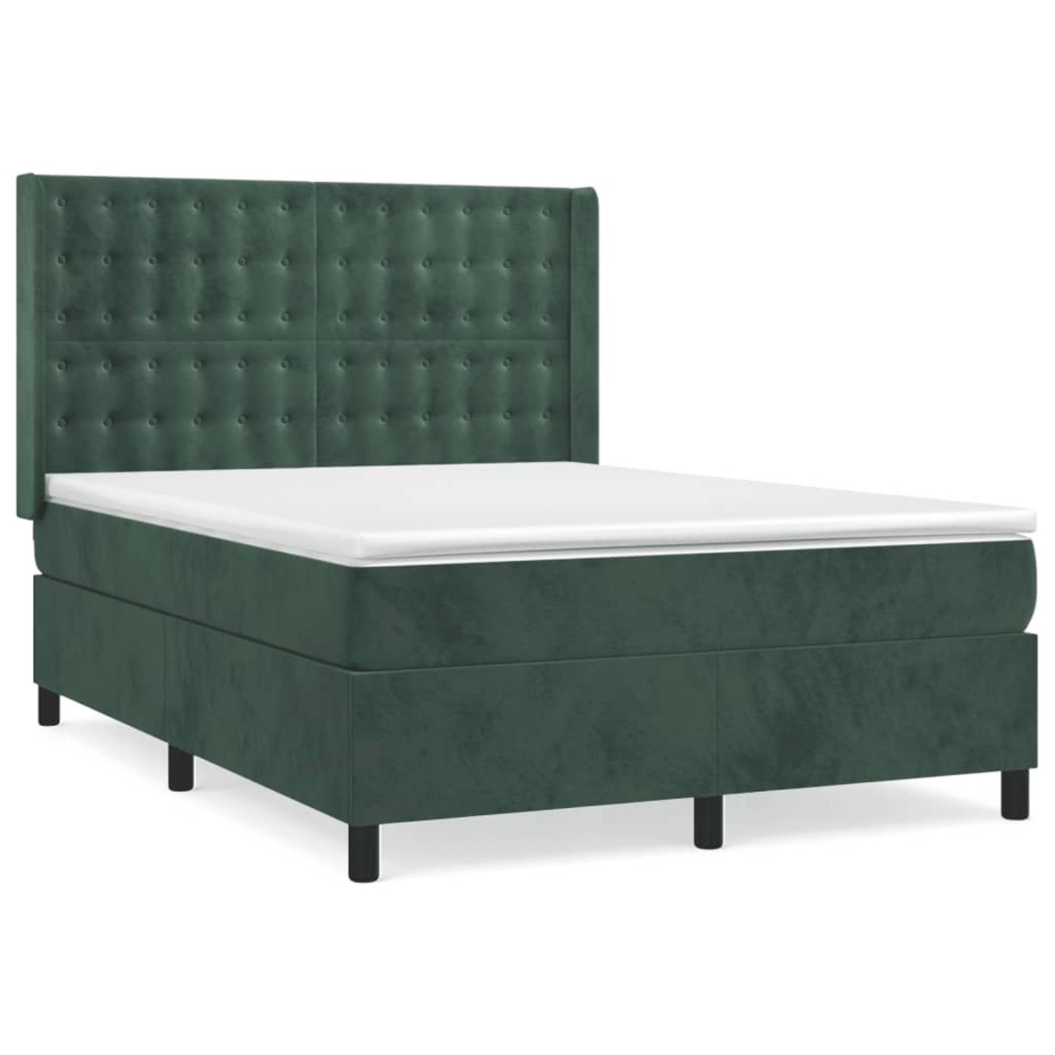 vidaXL Boxspringbett mit Matratze Dunkelgrün 140x190 cm Samt1378770 günstig online kaufen