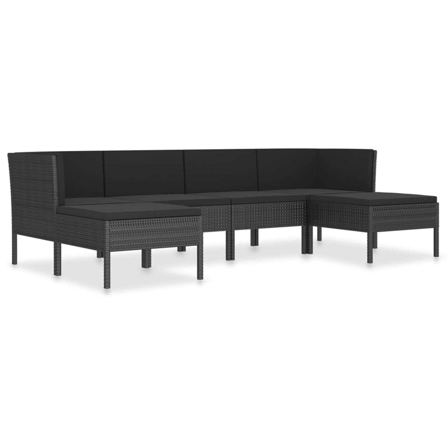 vidaXL 6-tlg Garten-Lounge-Set mit Auflagen Poly Rattan Schwarz Modell 2