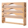 Relaxdays Wandrollenhalter Bambus Natur 4 in 1 Mit Schneider 30 cm x 35,5 cm x 7 cm