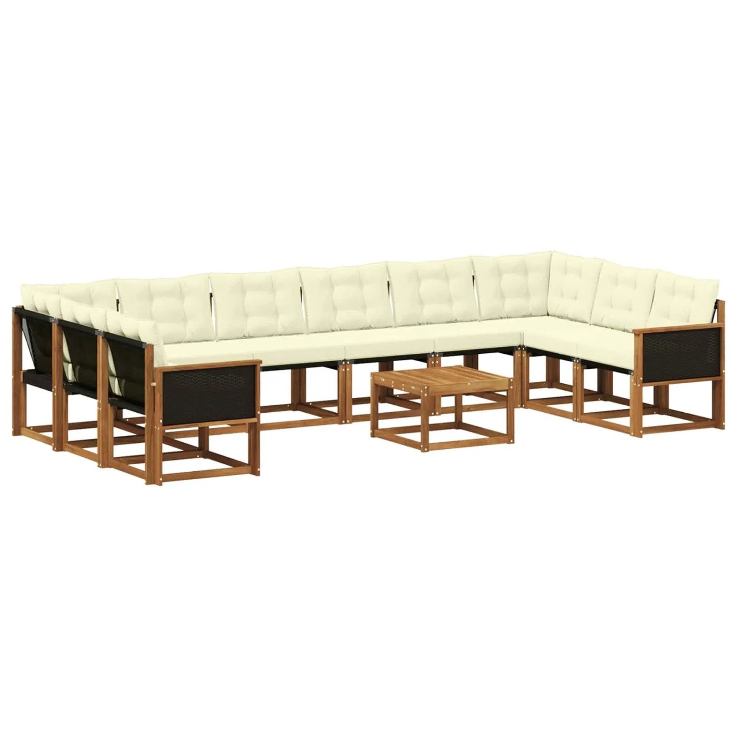 vidaXL Outdoor-Sofagarnitur mit Kissen 11 Stk Natur und Creme 3382246