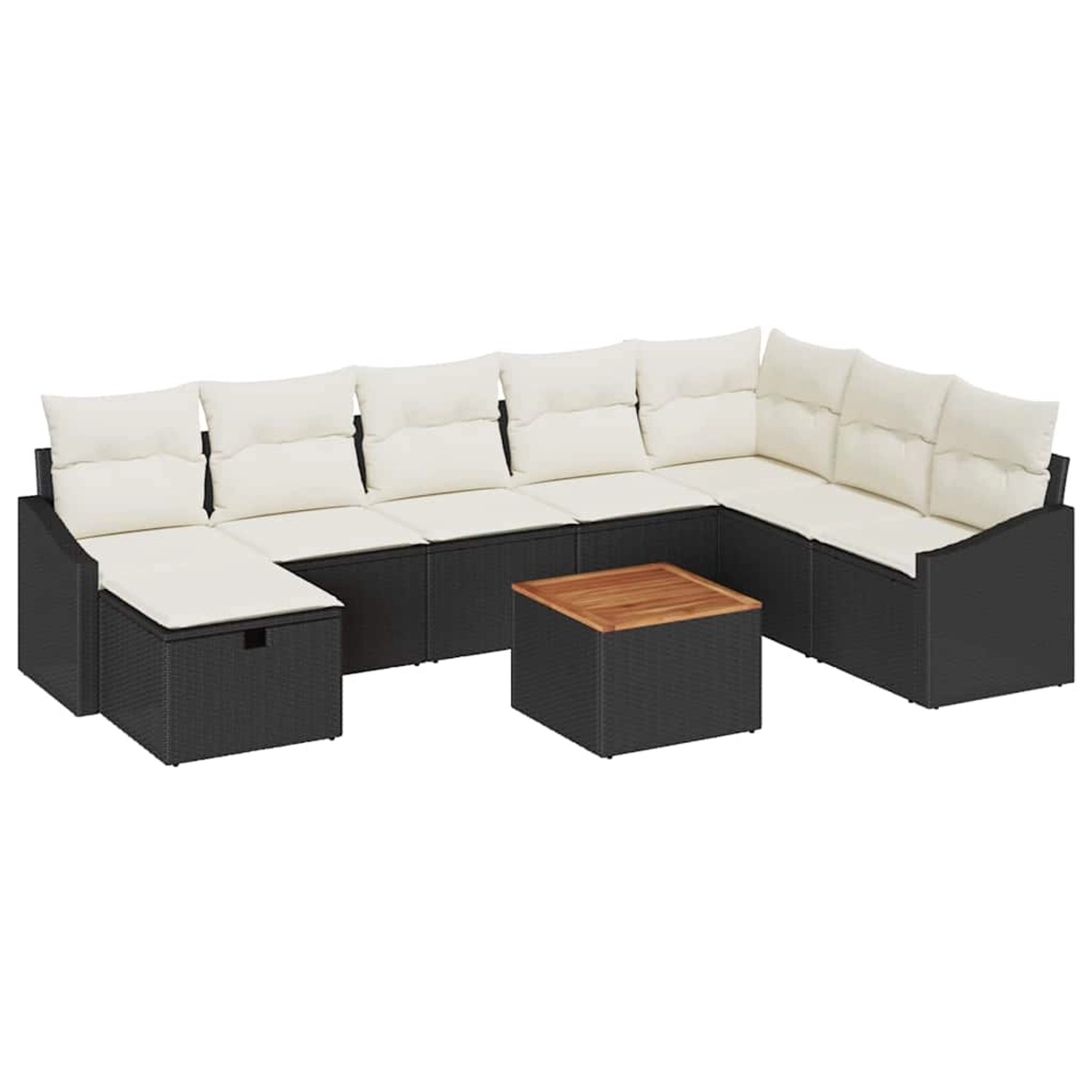 vidaXL 9-Tlg Garten-Sofagarnitur mit Kissen Schwarz Poly Rattan 3359579 günstig online kaufen