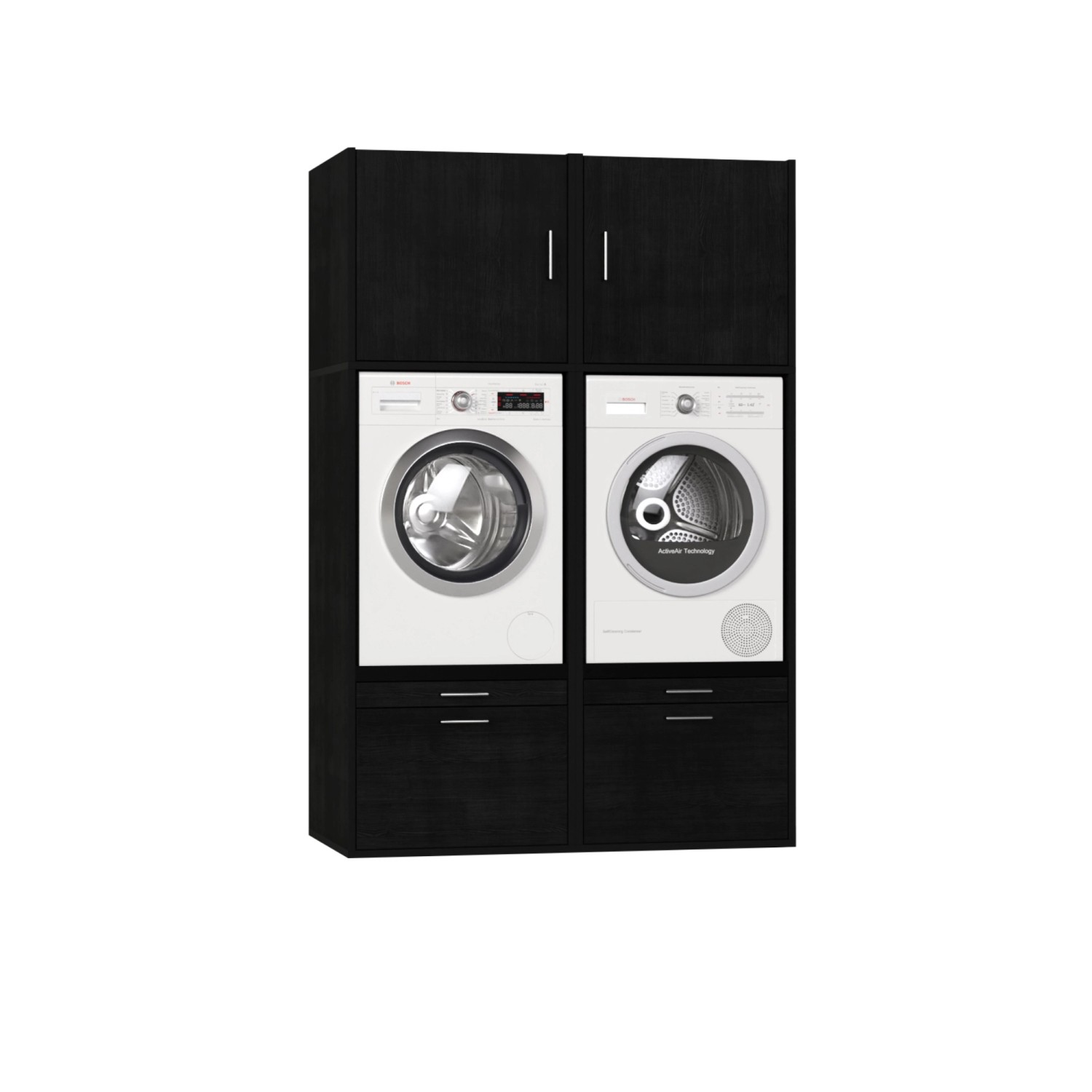 Waschturm Waschmaschinenschrank Twin collection 4.2 Schwarz Eiche-Optik günstig online kaufen