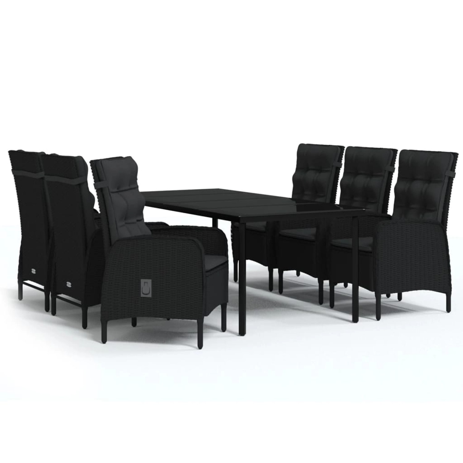 vidaXL 7-Tlg Garten-Essgruppe mit Kissen Schwarz 3099357 günstig online kaufen