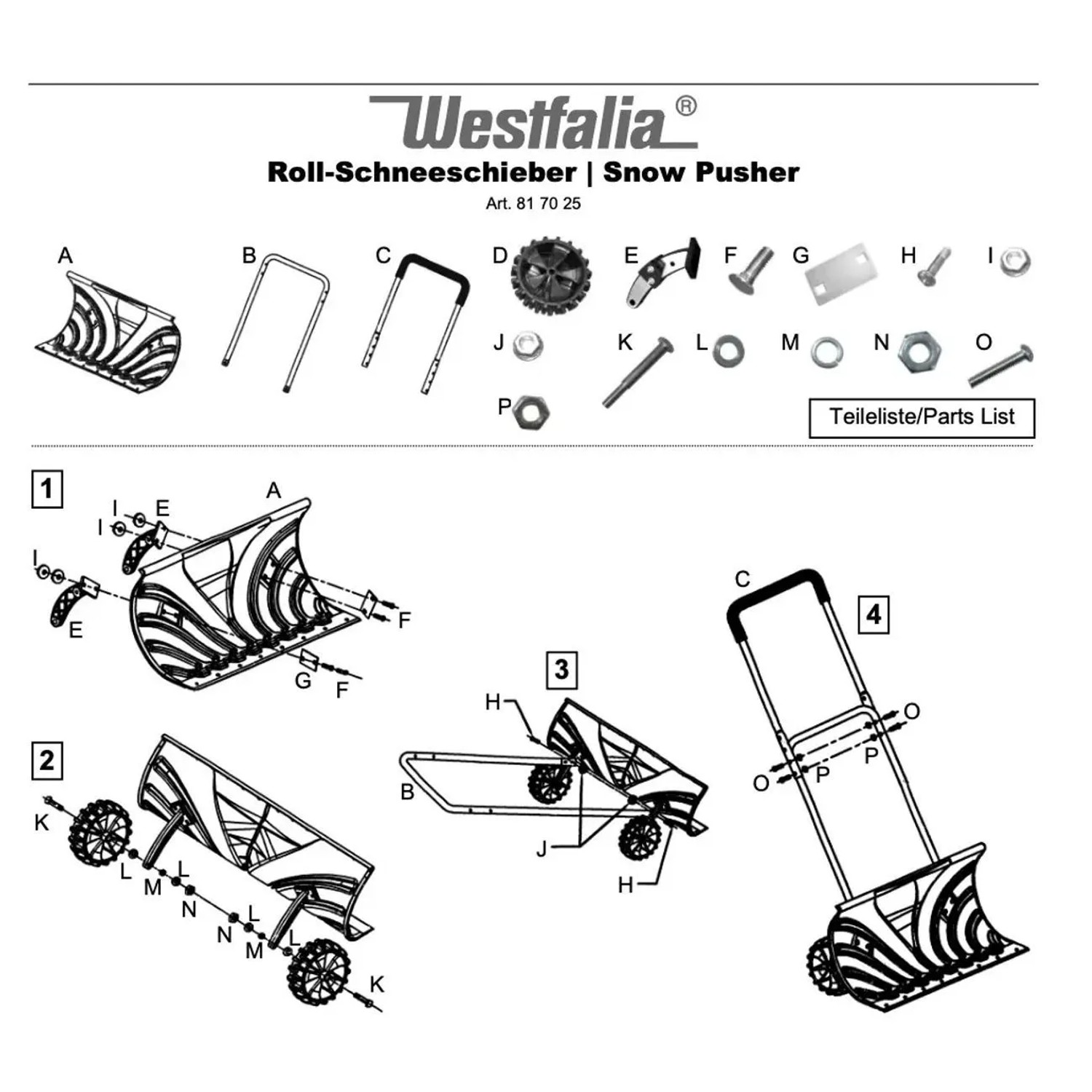 Westfalia Roll Schneeschieber Aluminium Metall 660 mm Silber_4