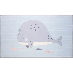 Bunter Kinderteppich mit Wal-Motiv, 80x100 cm, passend für jedes Kinderzimmer.