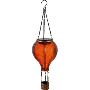 LED Solar-Dekoleuchte: Hängender Heißluftballon im 2er-Set, Ø 11x36 cm, mit Flammeneffekt.