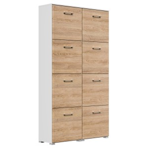 Posseik Schuhschrank Elite mit 8 Klappen in Weiß-Eiche Optik für ca. 32 Paar Schuhe.