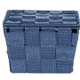 Dunkelblauer Wenko Aufbewahrungskorb Adria mit Deckel, Flechtoptik, 19x10x14 cm.