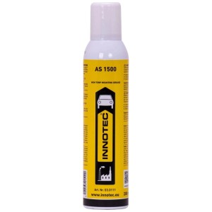 Weiße Innotec AS 1500 Schmierfett Spraydose, 200 ml, mit gelbem Etikett. Hochtemperaturbeständiges Schmierfett für Montage.