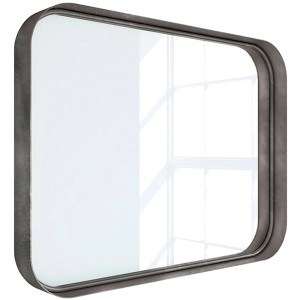 Rechteckiger Randal Metallspiegel (80x60 cm) in Altsilber für Bad und Wohnraum.