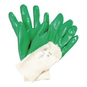 LUX Garten Nitrilhandschuh Größe M, grüne Gartenhandschuhe mit Strickbund.